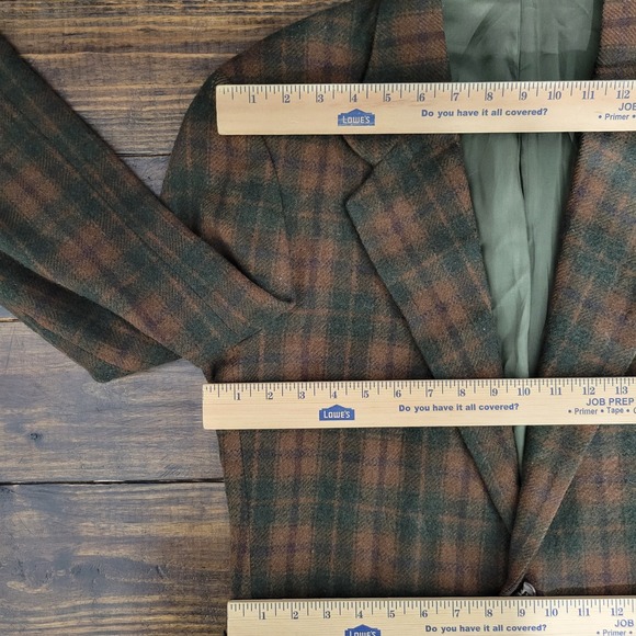 VTG J.Riggings Men's Tweed Flannel Sport Coat Blazer Two Button Plaid Wool 40R - Picture 2 of 16